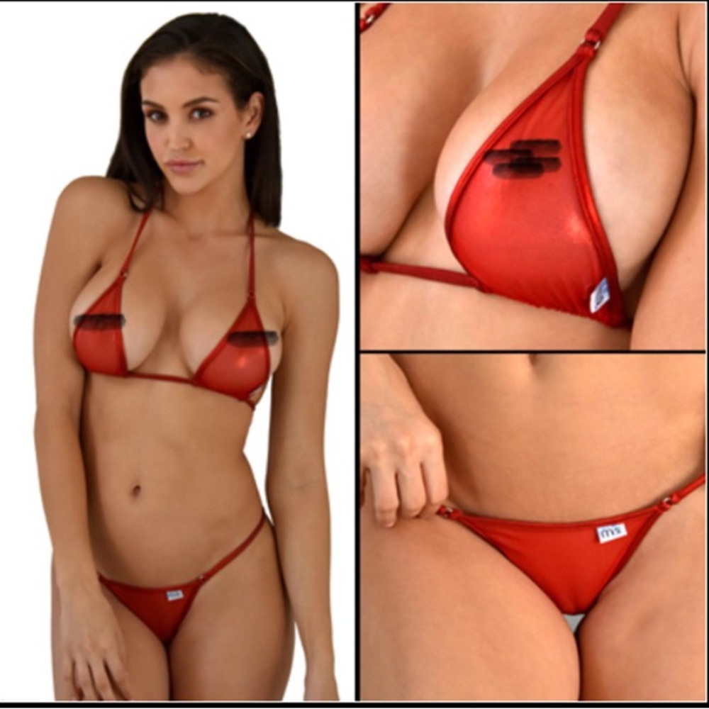 Malibu Strings Liquid Metal bikini w crystal bottom